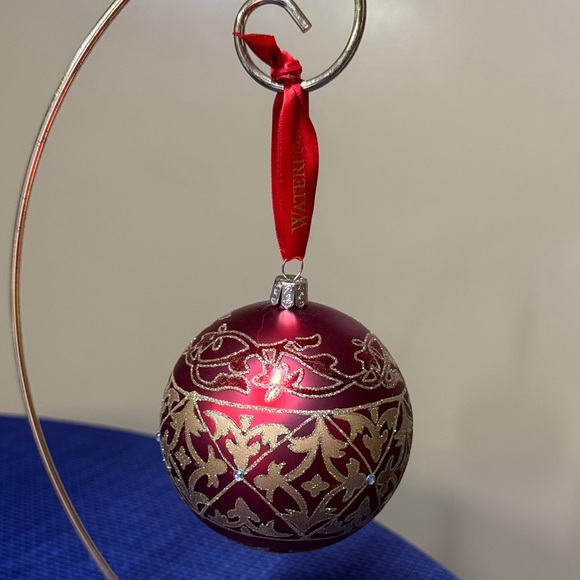 Waterford Holiday Heirlooms Kayla Ball Christmas Ornament 4” sphere red ribbon - Picture 1 of 7